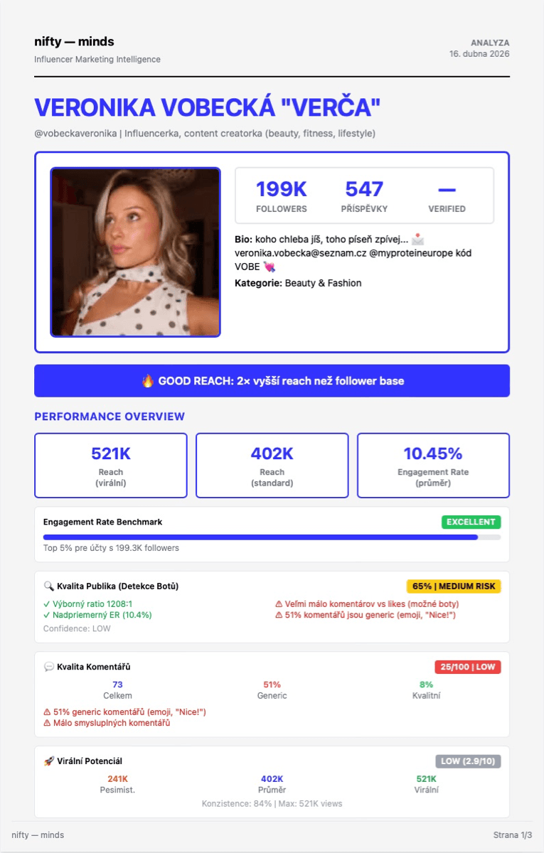 Analýza influencerů